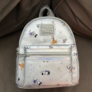 Disney 100 Loungefly Silver Backpack NWT